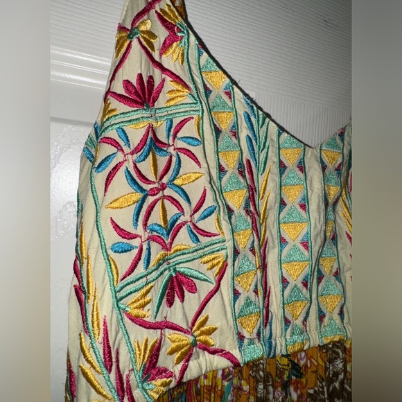 🌺 NWT! Anthropologie Raga Embroidered Boho Parkland Maxi Dress - Picture 9 of 16